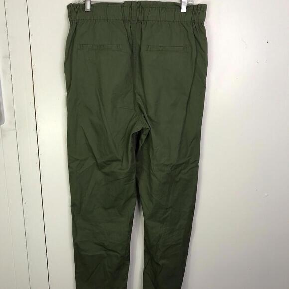 Loft Pants Womens M Pull On Tapered Poplin Jogger Olive Green Ankle New - Picture 2 of 8